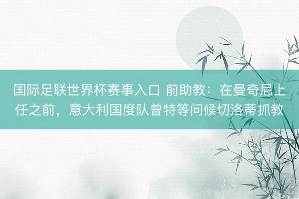 国际足联世界杯赛事入口 前助教：在曼奇尼上任之前，意大利国度队曾特等问候切洛蒂抓教