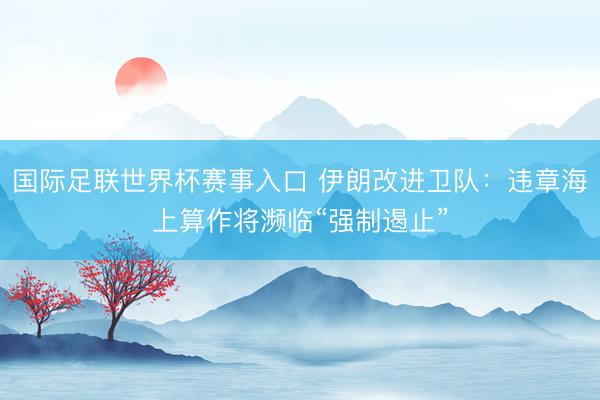 国际足联世界杯赛事入口 伊朗改进卫队：违章海上算作将濒临“强制遏止”