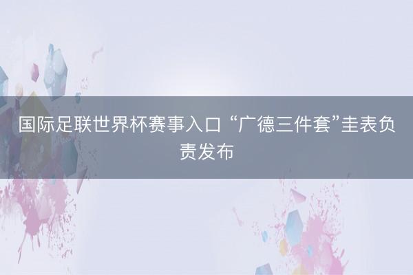 国际足联世界杯赛事入口 “广德三件套”圭表负责发布